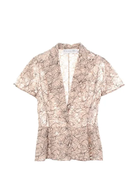 Christian Dior Pre-Owned lace short-sleeve blouse Pink 1084450