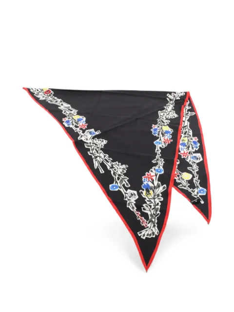 CHANEL Pre-Owned 1986-1988 floral-print triangle scarf Black 1083542