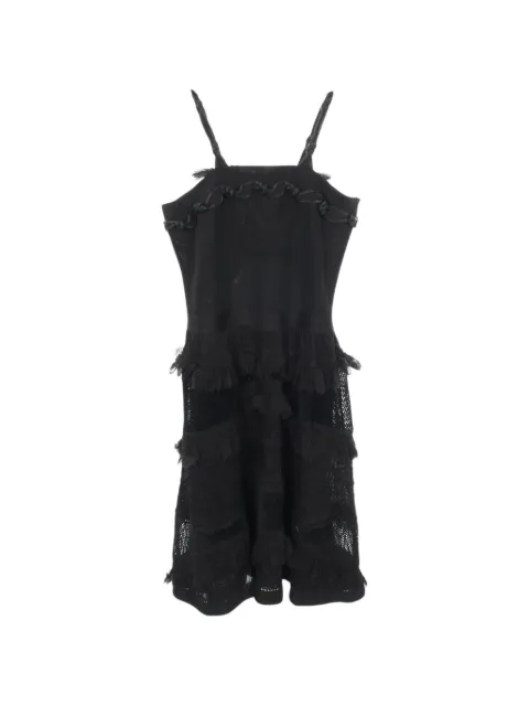 CHANEL Pre-Owned 1986-1988 Cocomark button lace dress Black 1083441