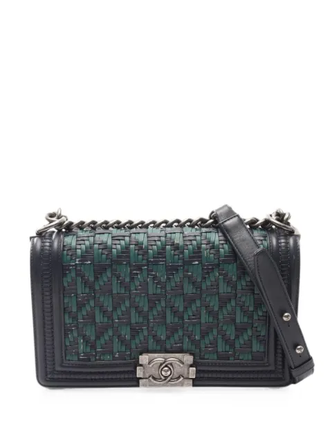 CHANEL Pre-Owned 2015-2016 Boy Chanel knitting shoulder bag Blue 108670121615776