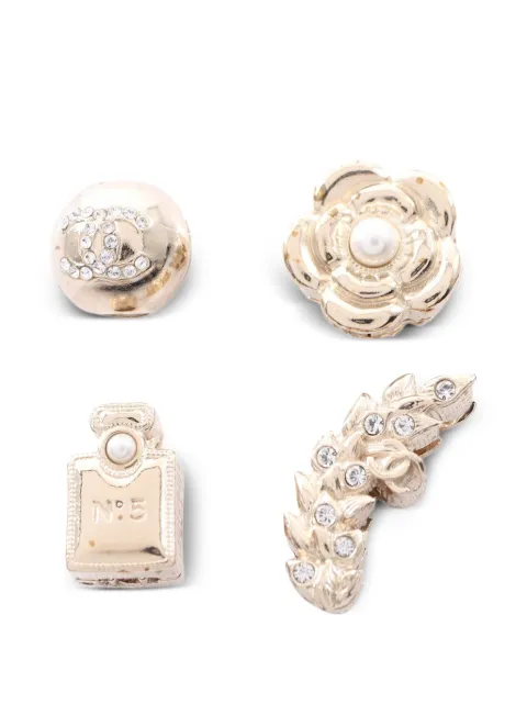 CHANEL Pre-Owned 2022 rhinestone faux-pearl hair clips Gold 1084425