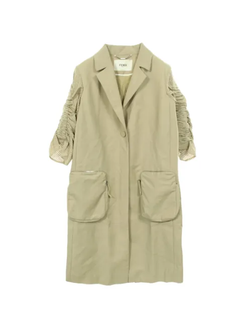 Fendi Pre-Owned perforated ruched-sleeve coat Green 1069694