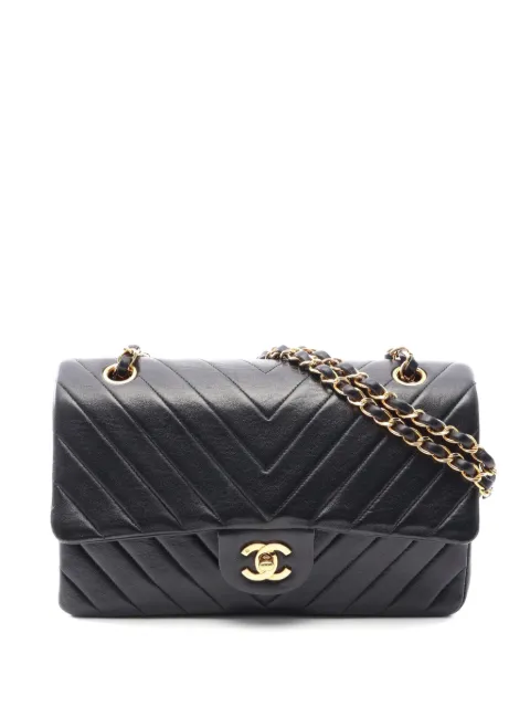 CHANEL Pre-Owned 1991-1994 Chevron V-stitch flap shoulder bag Black 10863832804335