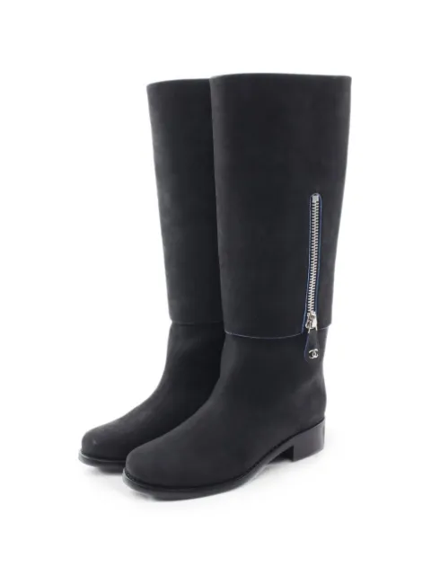 CHANEL Pre-Owned 1986-1988 CC zip-fastening boots Black 1082392