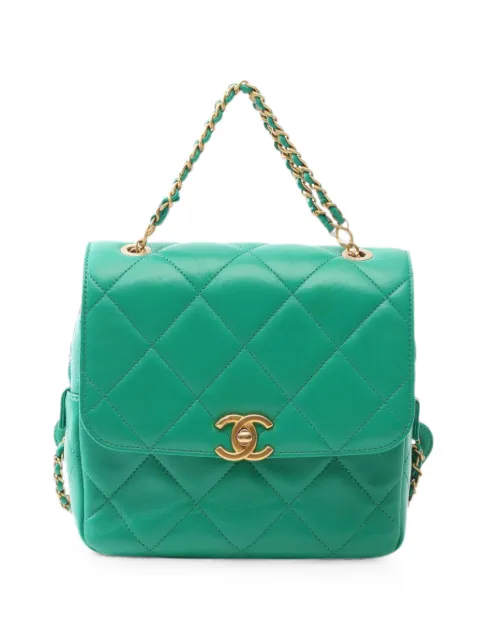 CHANEL Pre-Owned 2021s Matelassé chain backpack Green 1087898UNU9CAA5
