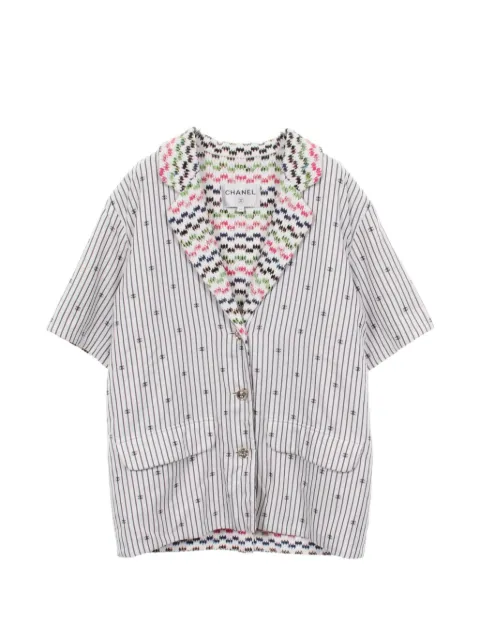 CHANEL Pre-Owned 1986-1988 Coco Mark striped jacket White 1083953