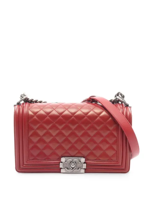 CHANEL Pre-Owned 2013-2014 Boy Chanel quilted shoulder bag Red 108557618262667