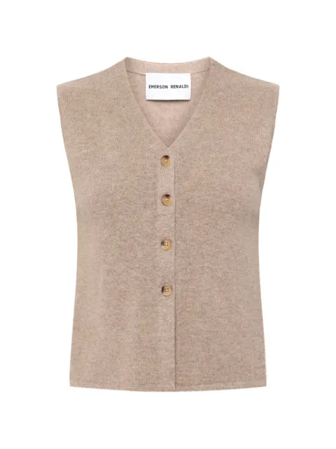 Emerson Renaldi V-neck button-up vest Neutrals ERW24003
