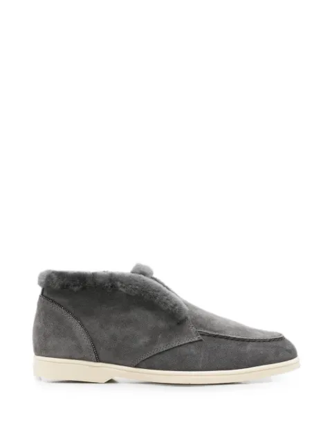 Doucal's shearling-trim suede loafers Grey DD8919JOANUM252