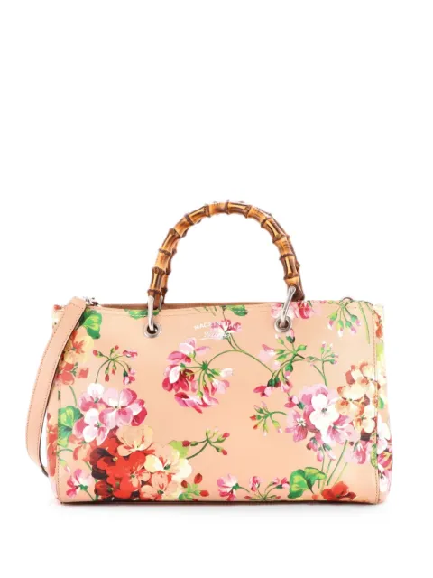 Gucci Pre-Owned Bamboo Shopper Blooms Print Leather Medium tote bag Pink ABNGPLNDTR73OI9S