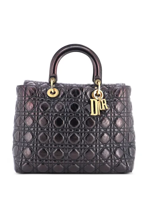 Christian Dior Pre-Owned Supple Lady Dior Bag Cannage Crinkled Patent Large satchel Black 8JAJJ8CFAG78Q2IS