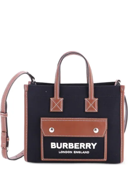 Burberry Pre-Owned Freya Shopping Tote Canvas with Leather Mini shoulder bag Black SRVWWI44JMQUZ3GH