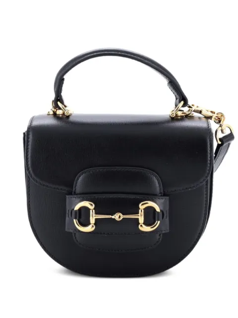 Gucci Pre-Owned Horsebit 1955 Rounded Top Handle Bag Leather Mini crossbody bag Black ZYTV1CEV7JFETUUV