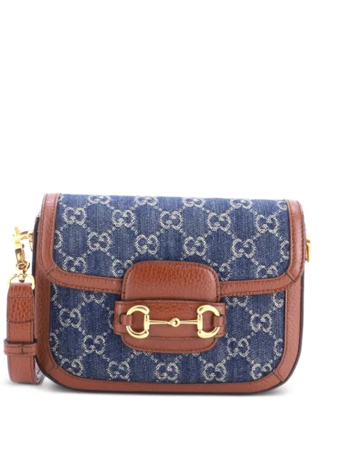 Gucci Pre-Owned Horsebit 1955 GG Denim Mini shoulder bag Blue K1O7FZCUSTZ4JXJO