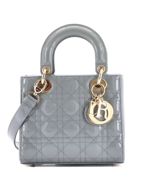 Christian Dior Pre-Owned Lady Dior Bag Cannage Quilt Patent Small satchel Grey 4O3BTJ2L73J6G6RN