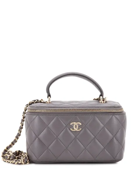 CHANEL Pre-Owned Classic Top Handle Vanity Case with Chain Quilted Lambskin Small crossbody bag Grey IS74KXRMS5EP6BZA