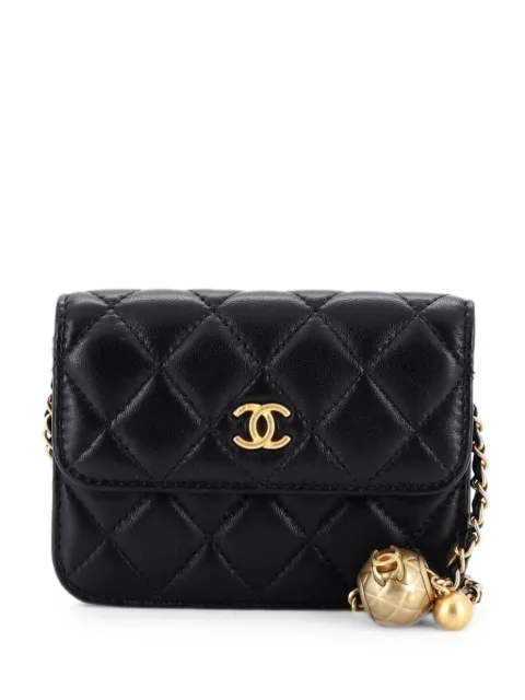 CHANEL Pre-Owned Pearl Crush Flap Clutch with Chain Quilted Lambskin Mini crossbody bag Black FEQZJKCFFBB08BDS