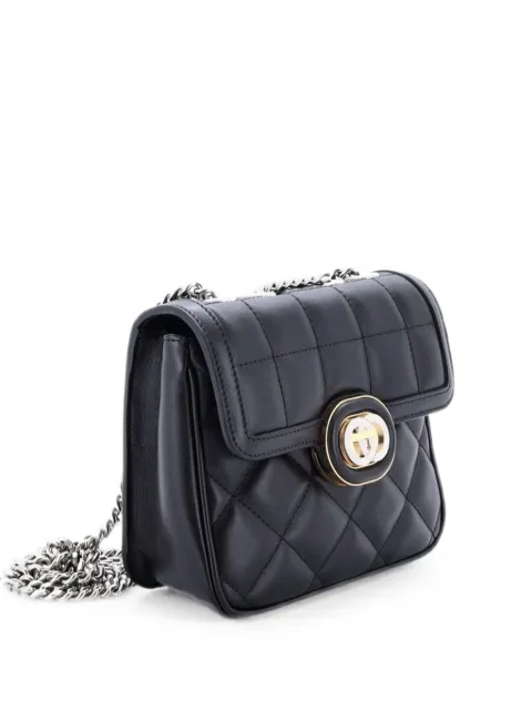 Gucci Pre-Owned Deco Chain Flap Bag Mixed Matelasse Leather Mini crossbody bag Brown FB379CMR7T4B4F87