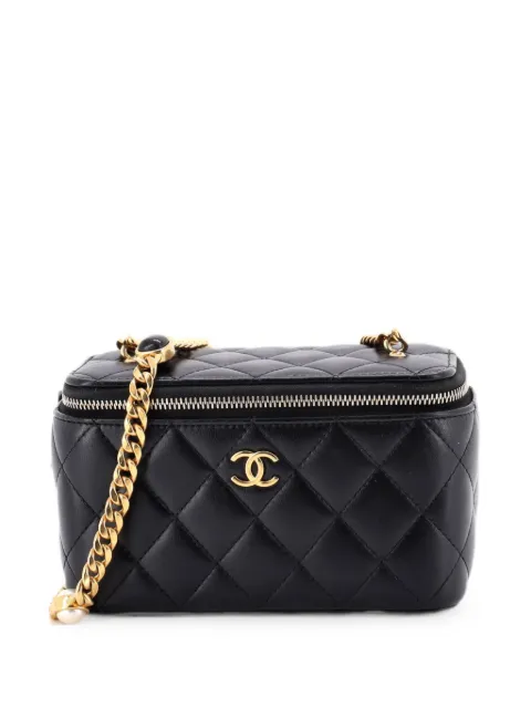 CHANEL Pre-Owned Classic Vanity Case with Resin Pearl Chain Quilted Lambskin Small clutch bag Black 247D8J5VZ9ZH31AM