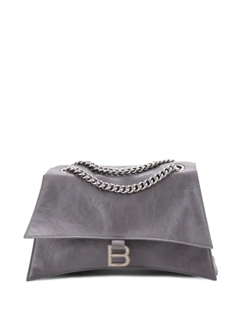 Balenciaga Pre-Owned Crush Chain Flap Bag Leather Medium shoulder bag Grey 1CD3IAWW3MCWS46C