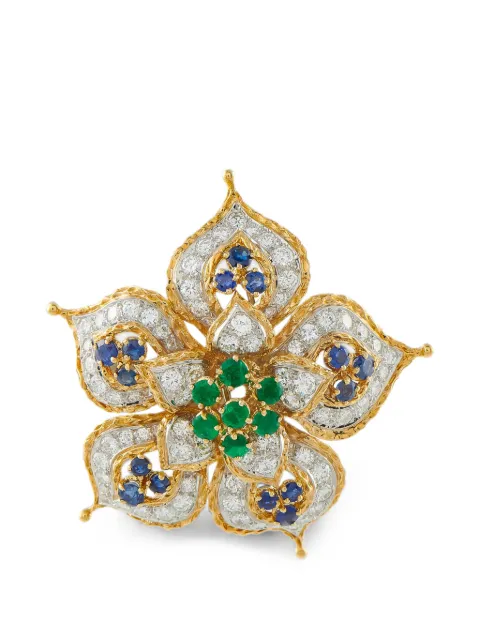 LB Exclusive diamond emerald and sapphire brooch Gold MF02061826