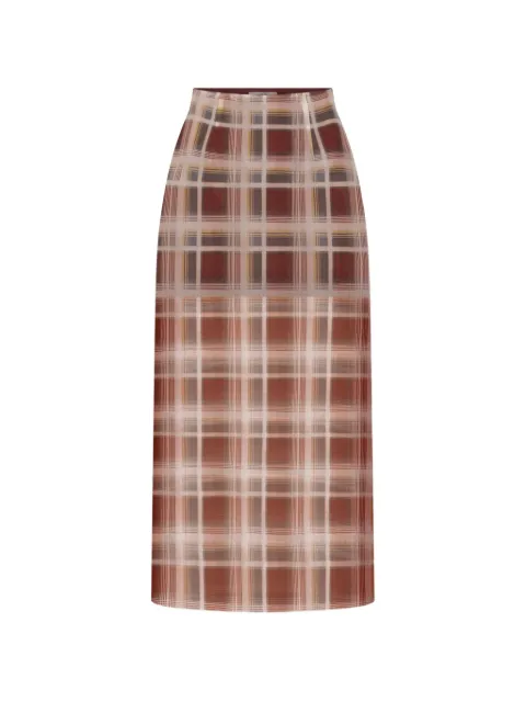FRAME plaid organza maxi skirt Red WE26WSK004