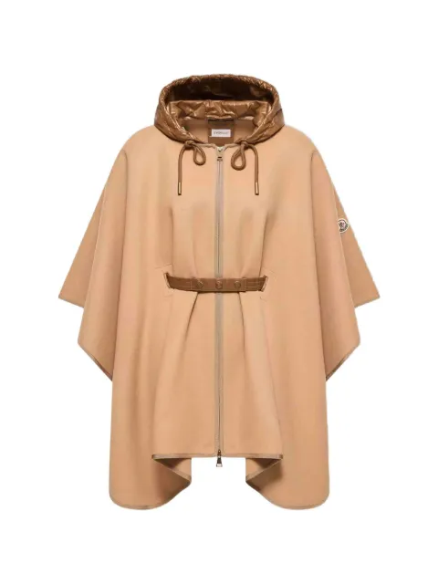 Moncler belted hooded cape Neutrals L20933G00019599DP