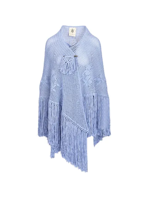 Chiara Is fringe-trim knitted shawl Blue SROS005SE