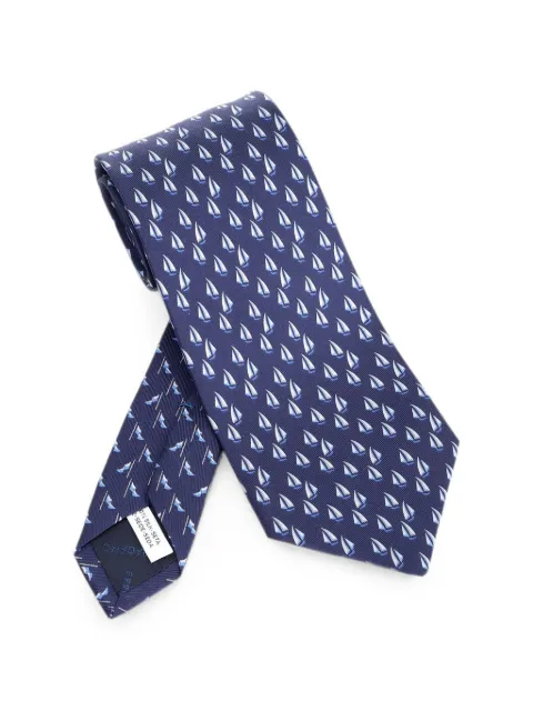 Ferragamo sailboat-print tie Blue 351447
