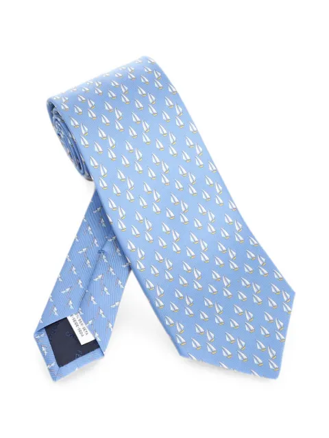 Ferragamo sailboat-print tie Blue 351447