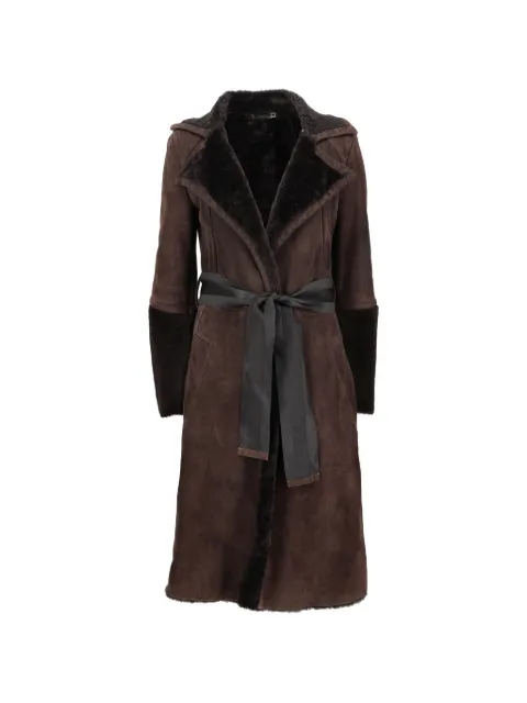 Gucci Pre-Owned belted shearling coat Brown CVM26512
