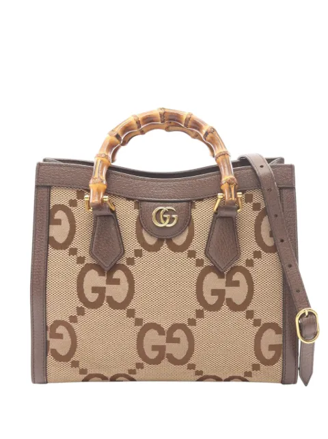 Gucci Pre-Owned 2000-2015 Medium Jumbo GG Canvas Bamboo Diana satchel Neutrals P8LVR1F2Y42KYN14