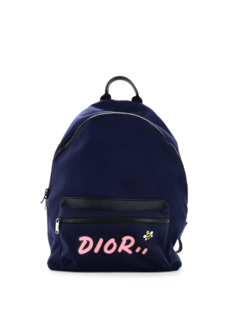 Christian Dior Pre-Owned KAWS Bee Rider Nylon with Applique Large backpack Blue W7KN9D1HNI9R6NBL