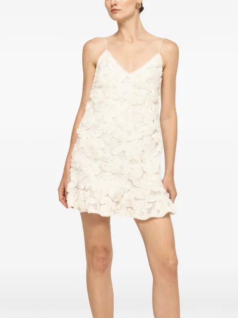 NISSA 3D floral-embroidery mini dress White RS16666