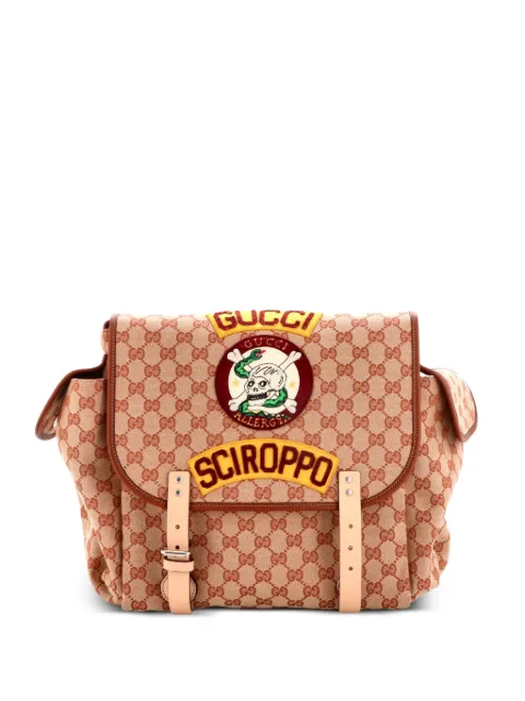 Gucci Pre-Owned Children's Flap Embroidered GG Canvas backpack Brown AHR2LLTGE091V71U