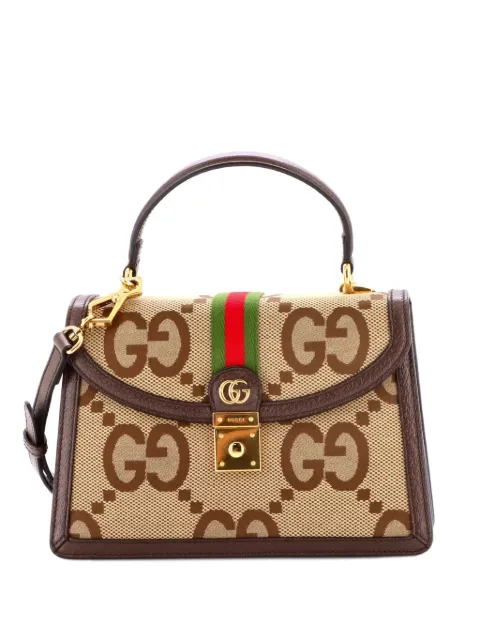 Gucci Pre-Owned Ophidia Flap Top Handle Bag Jumbo GG Canvas Small crossbody bag Brown 8OBWS6T1VKPPXXK0