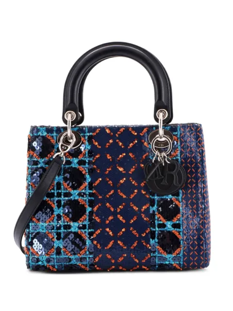 Christian Dior Pre-Owned Lady Dior Bag Sequin Jacquard Medium satchel Black R4U7VW04DW410CL4