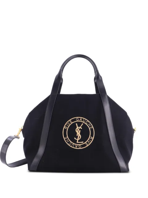 Saint Laurent Pre-Owned Rive Gauche Bowling Bag Embroidered Canvas handbag Black NQ91ITMFUFTNQJX2