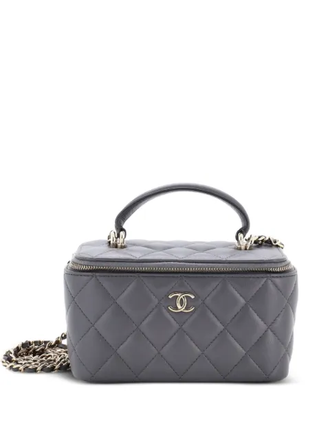 CHANEL Pre-Owned Classic Top Handle Vanity Case with Chain Quilted Lambskin Small crossbody bag Grey WBI0G9THFBUFUT2U