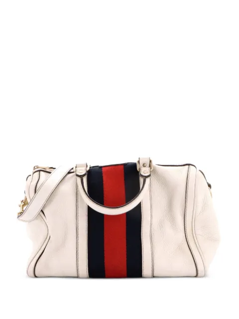 Gucci Pre-Owned Vintage Web Boston Bag Leather Medium satchel White N9J1W4RLIPODMLDA