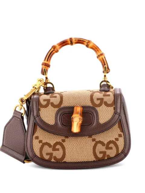 Gucci Pre-Owned Bamboo 1947 Top Handle Bag Jumbo GG Canvas Mini crossbody bag Brown LXZ0D2MYNVETTZEY
