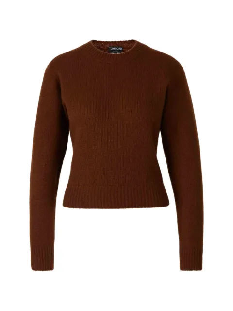 TOM FORD ribbed-trim crew-neck sweater Brown MAK1479YAX755