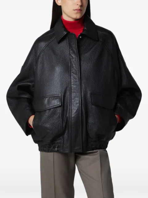 Róhe collared grained-leather jacket Black 82011247LE