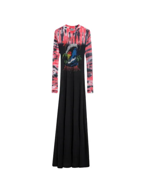 Balenciaga tie-dye graphic-print maxi dress Black A00178TUVP8