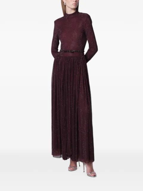 Self-Portrait rhinestone-embellished pleated maxi dress Red PF26139XPL