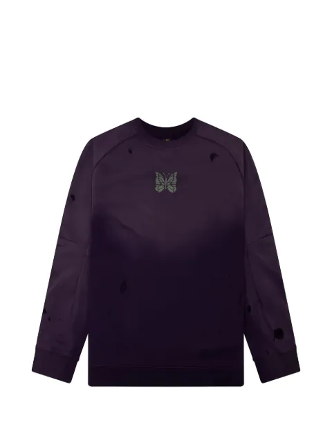 Needles Deconstructed butterfly-print sweatshirt Purple SX431BPUR