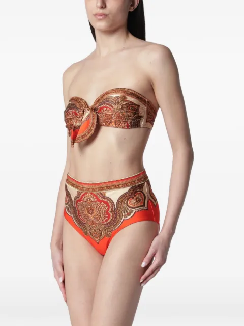 ZIMMERMANN Mahon paisley-print high-waisted bikini bottoms Orange 8371WSS263