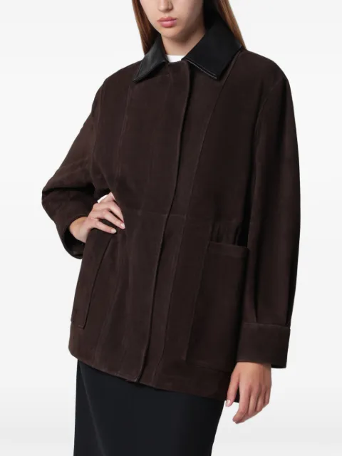 Nour Hammour Grange long-sleeve suede jacket Brown PF26JK26SUE