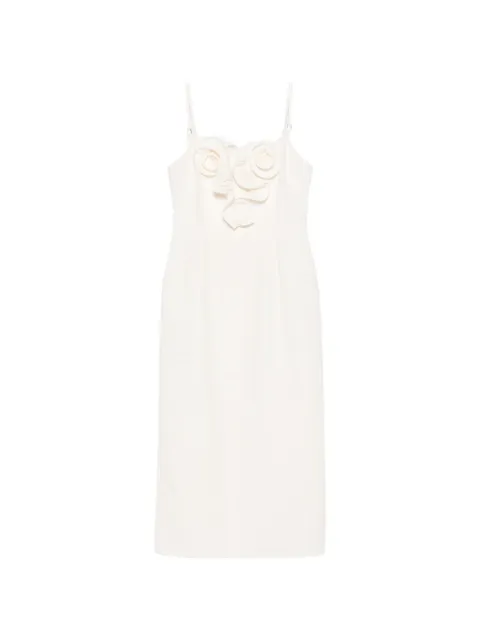 Magda Butrym flower-appliqué ruffled midi dress Neutrals 654726