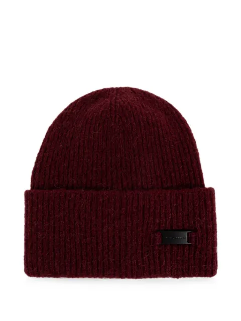 Canada Goose ribbed-knit logo-plaque beanie hat Red 5494W0